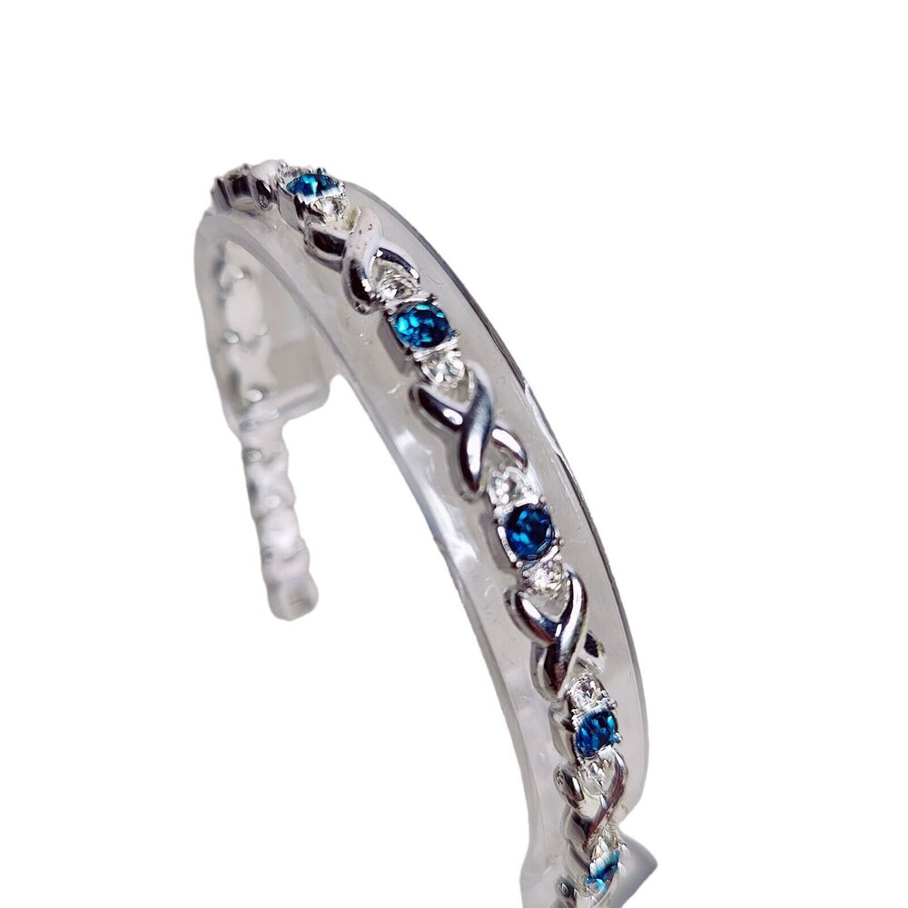 Womens Jewelry Silver Tone Blue Topaz &‎ Cubic Zirconia Tennis Bracelet